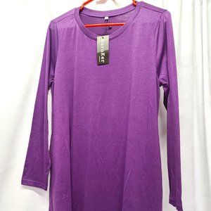 Super Soft T-Shirt Midi Dress-Purple-XL